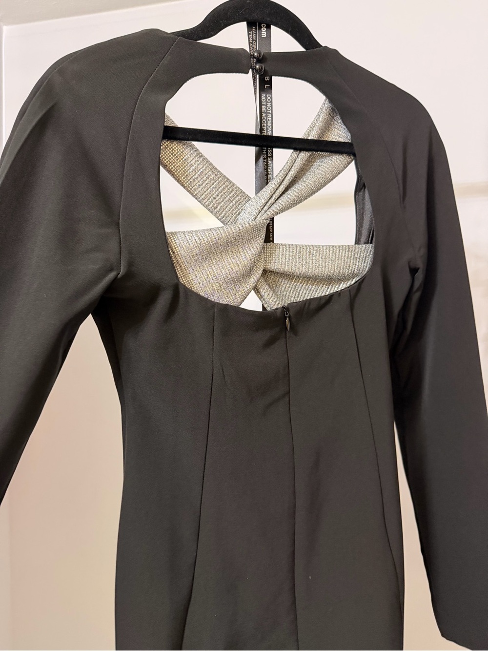 Club L London Black Dress with Silver Twisted Back